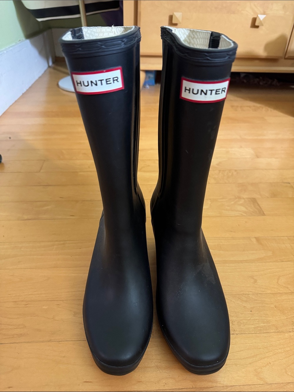 Hunter matte dark grey Tall Women's Rain Boots with Logo